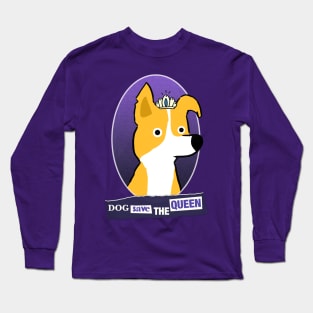 Dog save the Queen - Retro Punk halftone style Long Sleeve T-Shirt